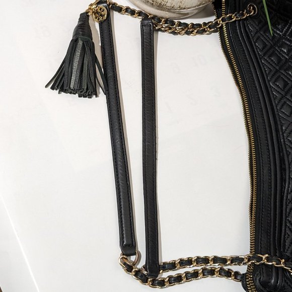 Tory Burch Fleming Marion Quilted Chain Large Women's Tote Black - Picture 16 of 16